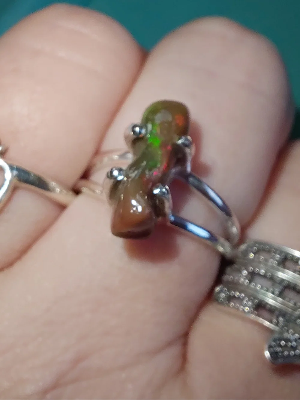 Fire Ethiopian Opal Sterling Silver Ring Size 7.25